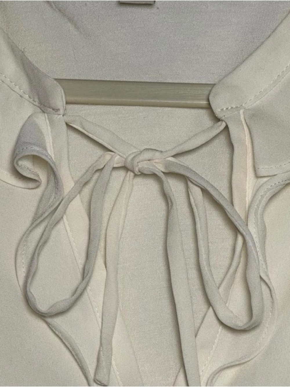 LOFT Cream Ruffle Tie-Front Blouse - Picture 3 of 11